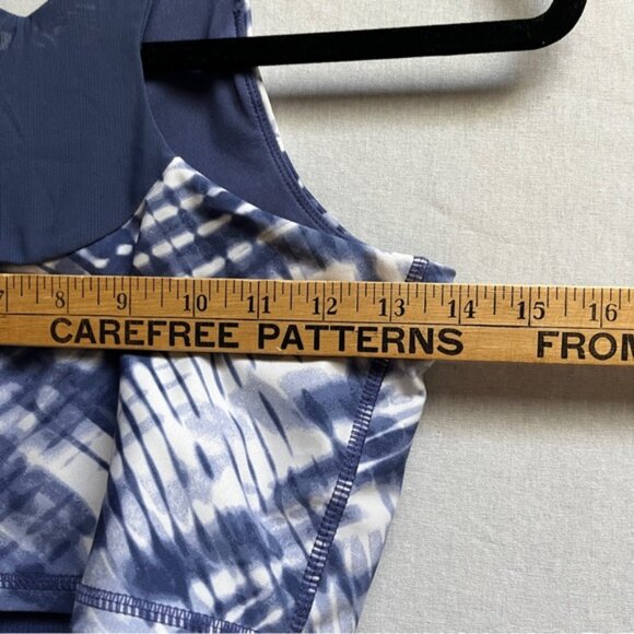 Joe Fresh Blue Tie-Dye Activewear Set Women’s Workout Crop Top & Shorts Sz S - Picture 5 of 11